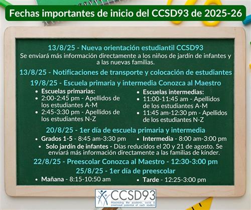 Important Dates Spanish